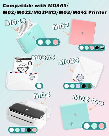 White Self-Adhesive Thermal Paper, Glossy Printable Sticker Paper Label for  M02/M02 Pro/M02S/P2S/M03/M04S Mini Sticker Printer, 50Mm X 3.5M, Diameter 28Mm, 3-Rolls, Image Time 2 Years