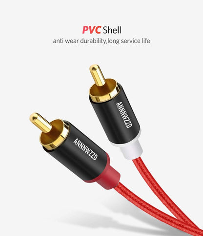 RCA Cables,Stereo Audio Cable 2 Male to 2 Male, for Amplifiers, Home Stereo Sound Systems,Speakers,Hi-Fi Systems 3M