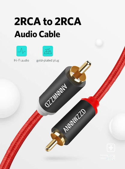 RCA Cables,Stereo Audio Cable 2 Male to 2 Male, for Amplifiers, Home Stereo Sound Systems,Speakers,Hi-Fi Systems 3M