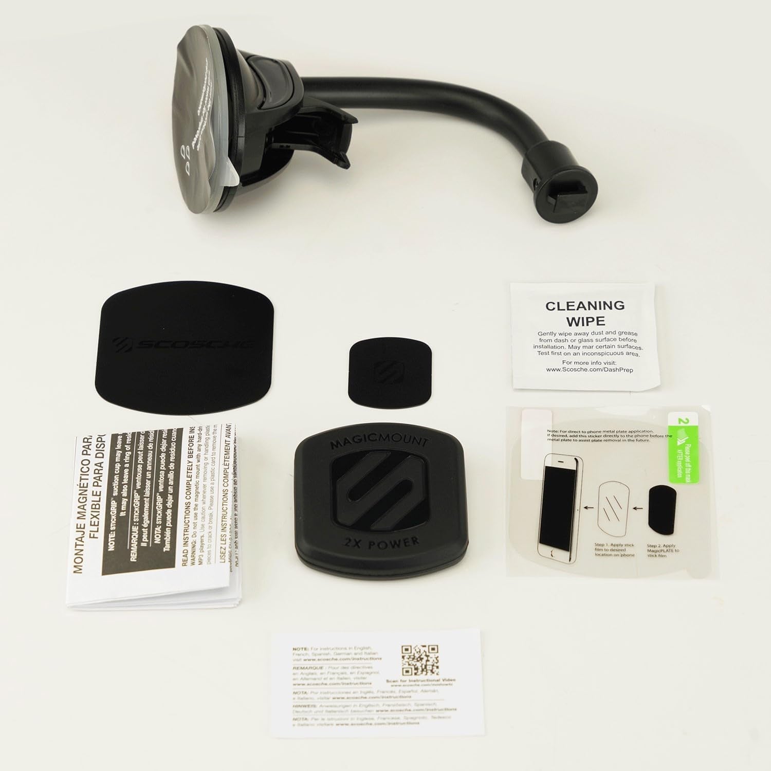 MAGTHD2 Magicmount XL Magnetic Phone Holder Suction Cup Phone Mount for Car Dash, Window or Flat Surface, Adjustable, Stick Grip Base with Magnet, Black